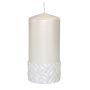 Vela pilar JULIETTA con motivo de seda, marfil, 15cm, Ø7cm, 63h