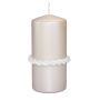 Vela pilar JULIETTA con anillo de seda, crema, 15cm, Ø7cm, 63h