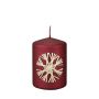 Vela de pilar DINORA con motivo de estrella de paja, rojo chimenea, 10cm, Ø7cm, 42h - Made in Germany