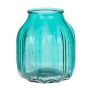Florero pequeño de cristal AMORY, turquesa transparente, 16cm, Ø13,8cm