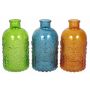 Botellas de vidrio URSULA con patrón, 3 vasos, de color, 12,5cm, Ø6,5cm