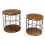 Mesa auxiliar industrial redonda CALIX 2 piezas, marrón-negro, 40,5cm, 46,5cm