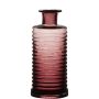 Botella de vidrio STUART con ranuras, fucsia-transparente, 21,5cm, Ø9,5cm