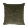 Acogedor cojín de terciopelo NOELANI, puntadas decorativas en ángulo, verde oliva, 45x45cm