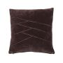 Acogedor cojín de terciopelo NOELANI, costura decorativa diagonal, marrón chocolate, 45x45cm