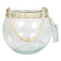 Jarrón bola para velas DAVY de cristal, con asa, transparente, 12cm, Ø15cm