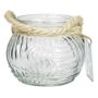 Jarrón bola para velas FIDELMA de vidrio, líneas onduladas, transparente, 9cm, Ø11,5cm