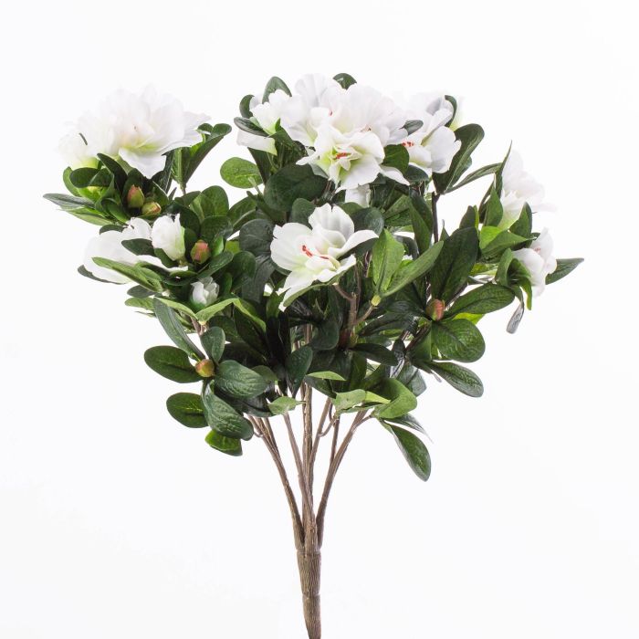 Flor textil azalea MARIBEL con palo, blanca, 35cm, Ø2-8cm