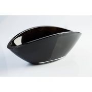 Fuente ovalada de cristal / Fuente decorativa KIRA, negro, 26x12cm
