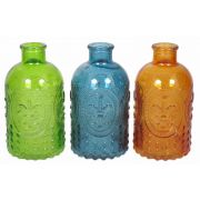 Botellas de vidrio URSULA con patrón, 3 vasos, de color, 12,5cm, Ø6,5cm