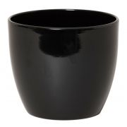 Macetero grande TEHERAN BASAR, cerámica, negro, 27cm, Ø32cm