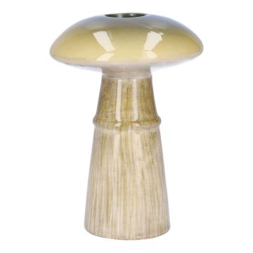 Jarrón de cerámica PELISCHA, forma de seta, verde-crema, 15cm, Ø10cm