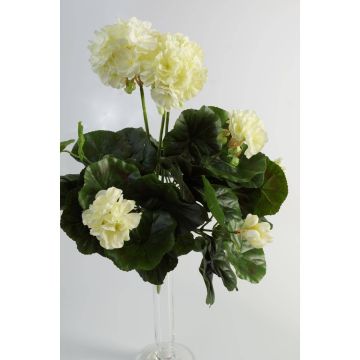 Flor textil de geranio MIA con palo, crema, 35cm, Ø6-9cm