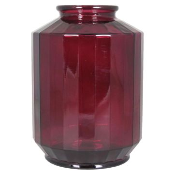 Jarrón de vidrio decorativo LOANA, transparente-rojo, 35cm, Ø25cm, 12L