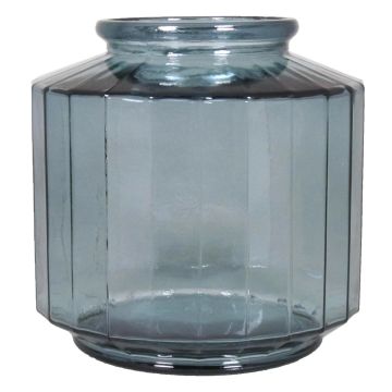Jarrón de vidrio decorativo LOANA, azul transparente, 23cm, Ø23cm, 4L