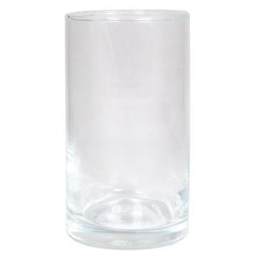 Jarrón de vidrio cilíndrico SANYA OCEAN, transparente, 15cm, Ø8,5cm