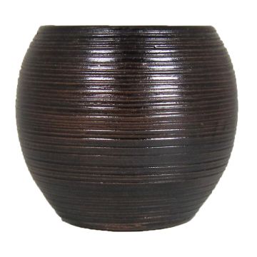 Macetero de cerámica CATARI, acanalado, marrón, 32cm, Ø35cm