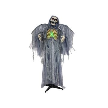Esqueleto de ángel de la muerte de Halloween HALDOR con alas, función movimiento-sonido, LEDs, gris, 100x60x175cm
