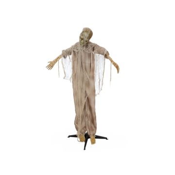 Espeluznante momia de Halloween KRAUTWURM, con función movimiento-sonido, LEDs, beige, 50x10x165cm