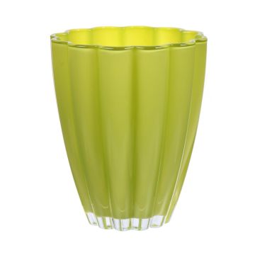 Jarrón de cristal BEA, verde manzana, 17cm, Ø14cm