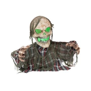 Esqueleto de zombi de Halloween LATAWICA, con función movimiento-sonido, LEDs, 22x10x45cm