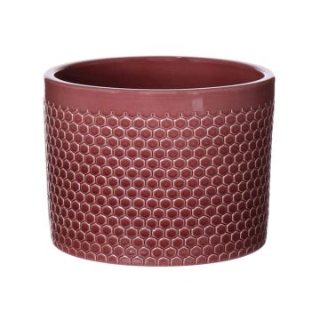 Maceta de cerámica CINZIA, diseño de puntos, rojo merlot, 25,5cm, Ø28cm