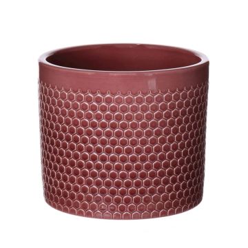 Maceta de cerámica CINZIA, diseño de puntos, rojo merlot, 12,3cm, Ø13,5cm