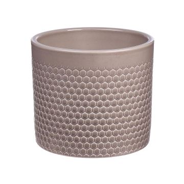Maceta de cerámica CINZIA, diseño de puntos, tierra claro, 12,3cm, Ø13,5cm