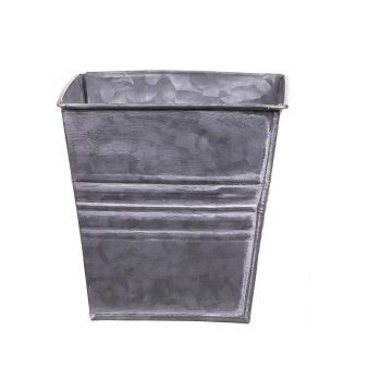 Maceta cuadrada MICOLATO con ranuras, zinc, gris, 15x15x15cm