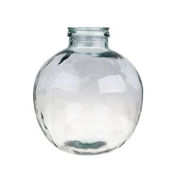 Botella redonda de cristal ORNELA, reciclado, azul-transparente, 35cm, Ø31cm