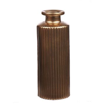 Botella de cristal EMANUELA, diseño acanalado, dorado-metálico, 13,2cm, Ø5,2cm
