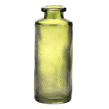 Botella de cristal EMANUELA, grano, verde oliva-transparente, 13,2cm, Ø5,2cm
