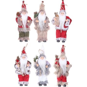 Papá Noel para colgar HALDOR, 6 piezas, saco de regalos, multicolor, 11x8x20cm