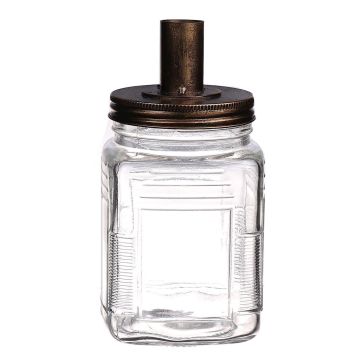 Portavelas NENEKONI en botella de cristal, bronce transparente, 18,5cm, Ø9,5cm
