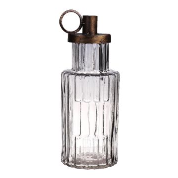 Portavelas NENEKONI en botella de cristal, asa, diseño, bronce transparente, 26cm, Ø10cm