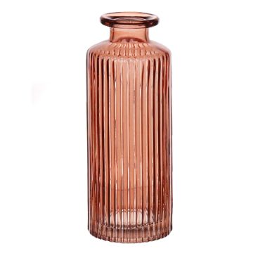 Botella de cristal EMANUELA, diseño acanalado, marrón-transparente, 13,2cm, Ø5,2cm
