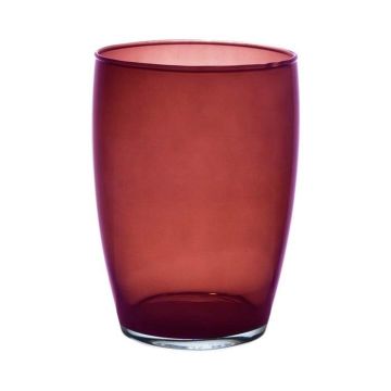 Jarrón de cristal redondo HENRY, rojo-transparente, 20cm, Ø14cm