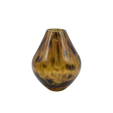 Jarrón de cristal con panza RUSSELL, diseño de leopardo, marrón-transparente, 15cm, Ø12cm