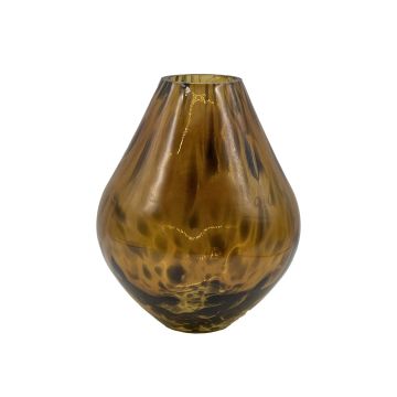 Jarrón de cristal con panza RUSSELL, diseño de leopardo, marrón-transparente, 22cm, Ø17cm