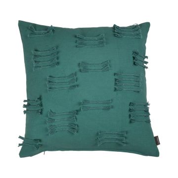 Cojín decorativo ANISHA, azul petróleo, con volantes, 45x45cm