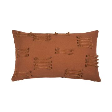 Cojín decorativo ANISHA, marrón café, con volantes, 50x30cm