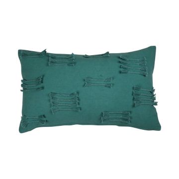 Cojín decorativo ANISHA, azul petróleo, con volantes, 50x30cm