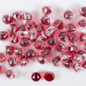 Colgante de piedras decorativas acrílicas LUVANA, bola de diamante, 48 piezas, rojo, 4cm