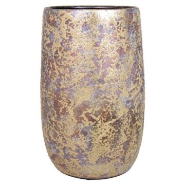Maceta de cerámica vintage MAGO, pintura efecto lavado, dorado, 40cm, Ø22cm
