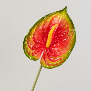 Anturio de plástico JASMINA, verde-rojo, 75cm, 14x18cm