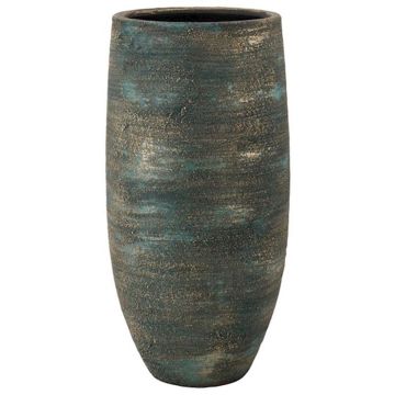 Florero de cerámica AETIOS, degradado, azul-oro, 35cm, Ø18cm