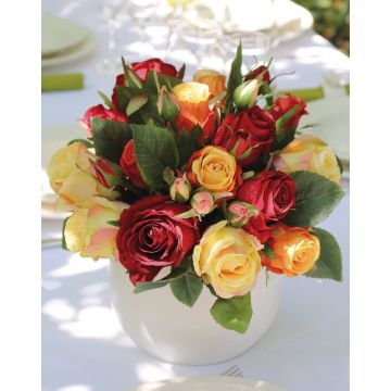 Ramillete de rosas artificiales MOLLY, rojo-naranja, 30cm, Ø25cm