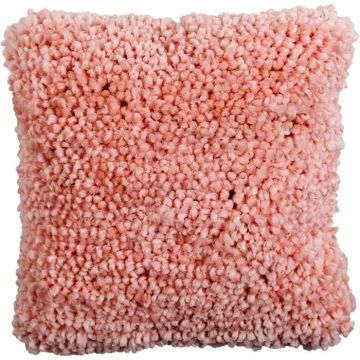 Cojín de peluche FALKO, rosa salmón, 50x50cm