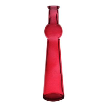 Jarrón en forma de botella REYNALDO de cristal, rojo-transparente, 23cm, Ø5,5cm