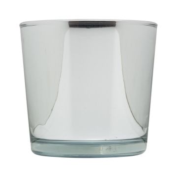 Jardinera de cristal ALENA SHINY, plata brillante, 11cm, Ø11,5cm